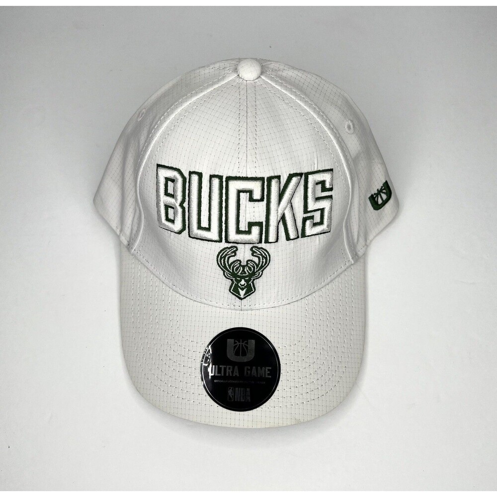 ULTRA GAME NBA Milwaukee Bucks "WHITE OUT" Adjustable Hat NEW